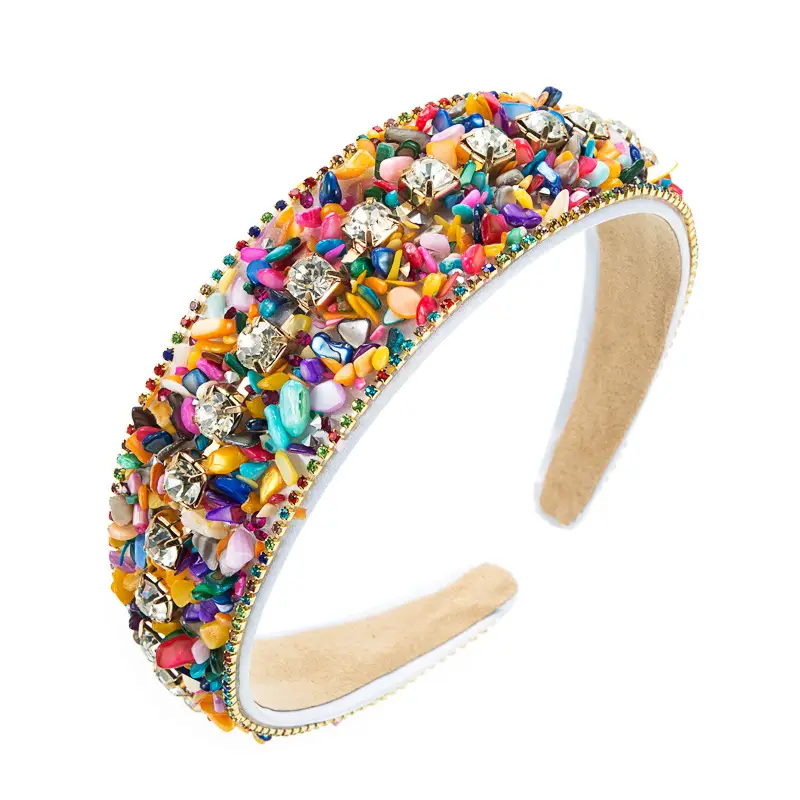 Crushed Turquoise Diamond Wide Headband with Pearl Embellishment - Image 12