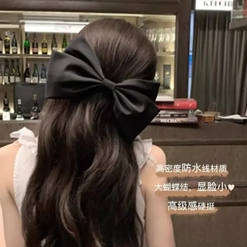 Black Bow Hair Clip for Women Large Spring Clip - Image 3