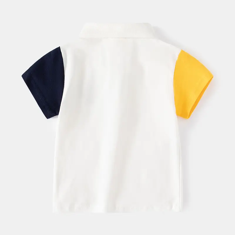 Children's Color-Blocked Polo T-Shirt Navy Red Green — feature 4