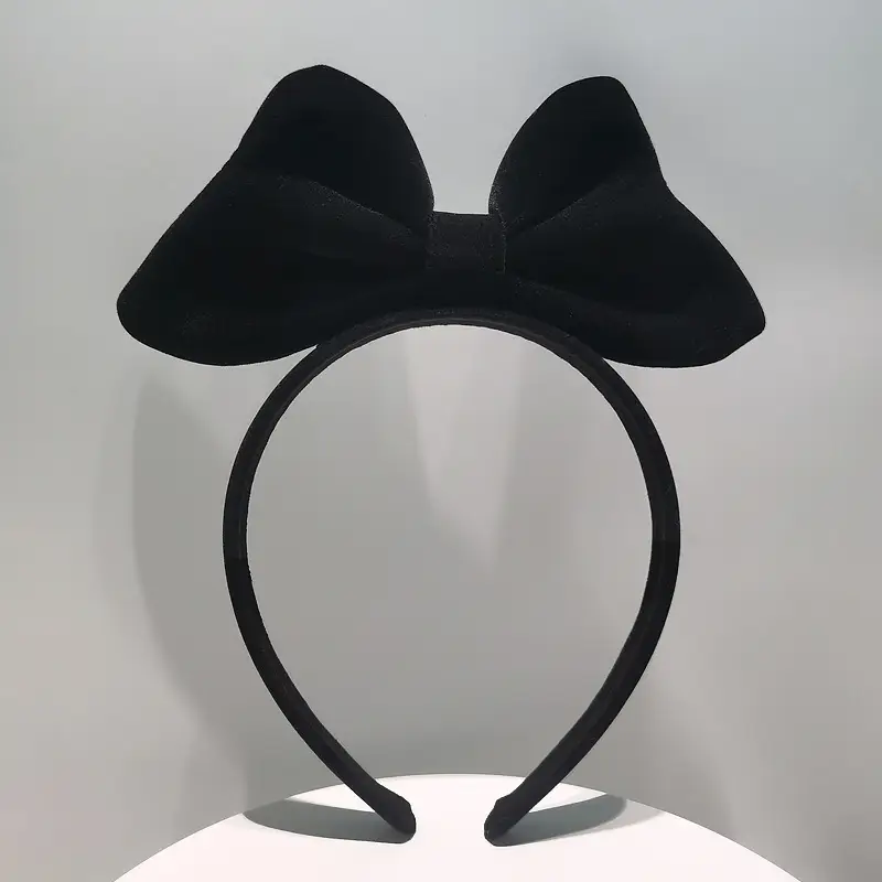 Black Velvet Bow Headband for Women Winter Hair Accessory - Image 2