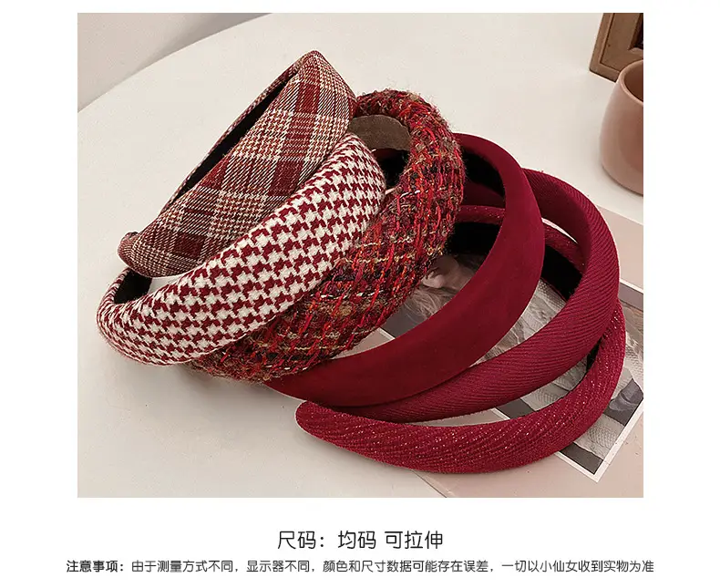 Red Velvet High Cranium Hair Band for Women Winter — feature 3