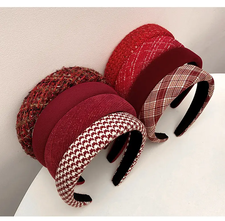 Red Velvet High Cranium Hair Band for Women Winter — feature 4