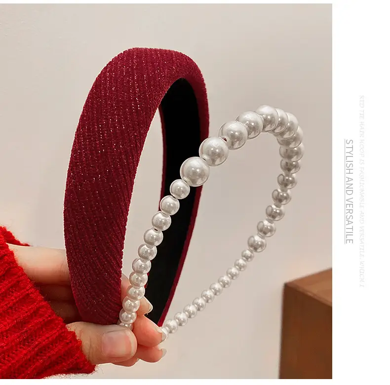 Red Velvet High Cranium Hair Band for Women Winter — feature 6