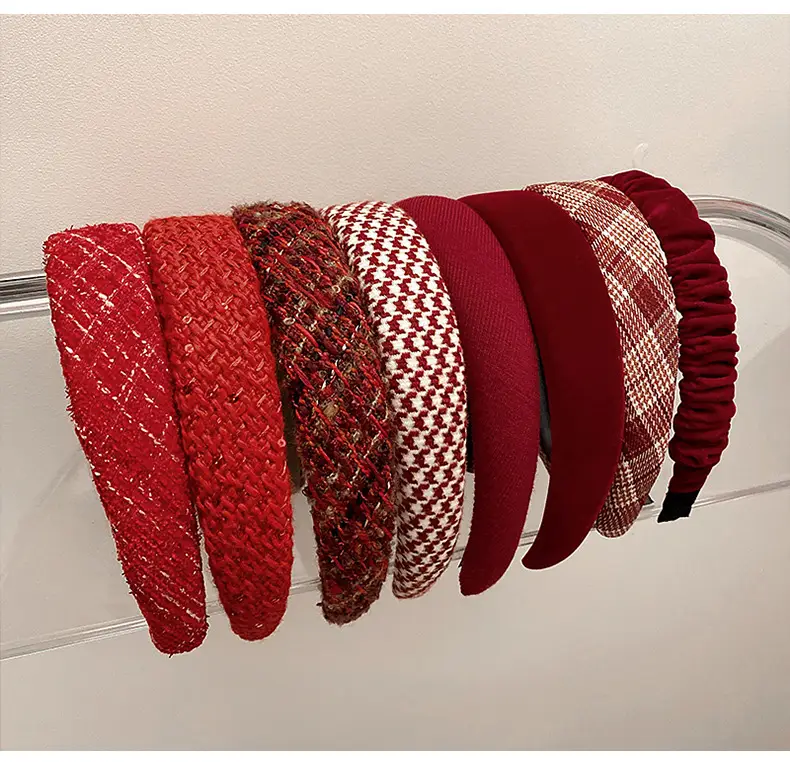 Red Velvet High Cranium Hair Band for Women Winter — feature 7