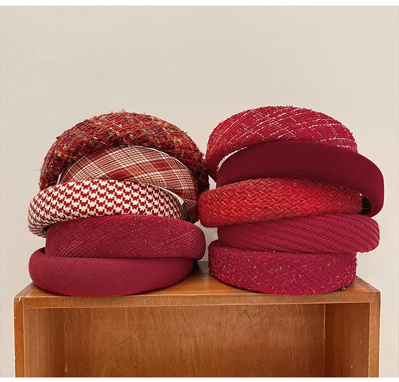 Red Velvet High Cranium Hair Band for Women Winter — feature 8
