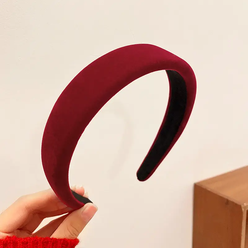 Red Velvet High Cranium Hair Band for Women Winter - Image 3