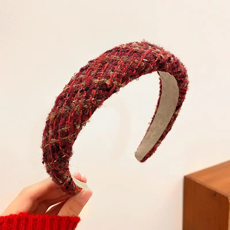 Red Velvet High Cranium Hair Band for Women Winter - Image 4