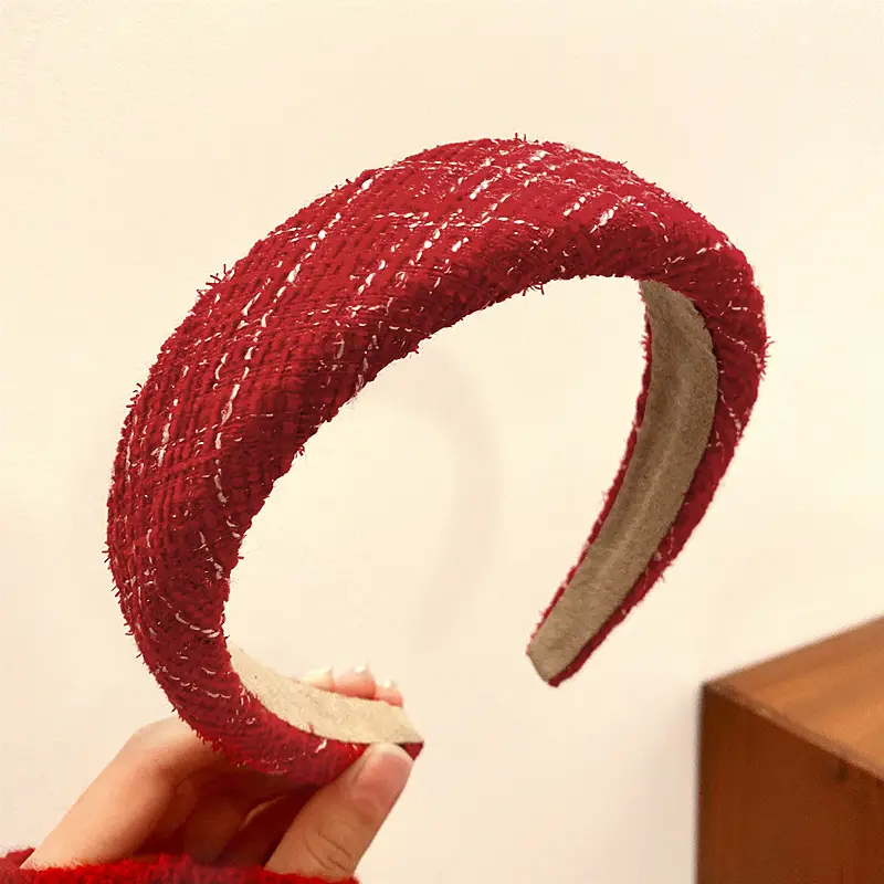 Red Velvet High Cranium Hair Band for Women Winter - Image 5