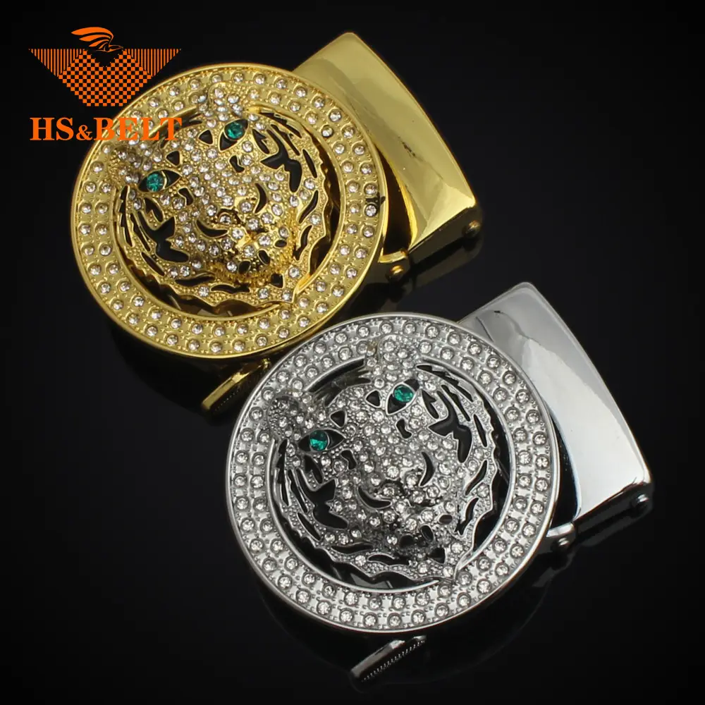 Hongsheng Automatic Belt Buckle Tiger Design Gold Silver