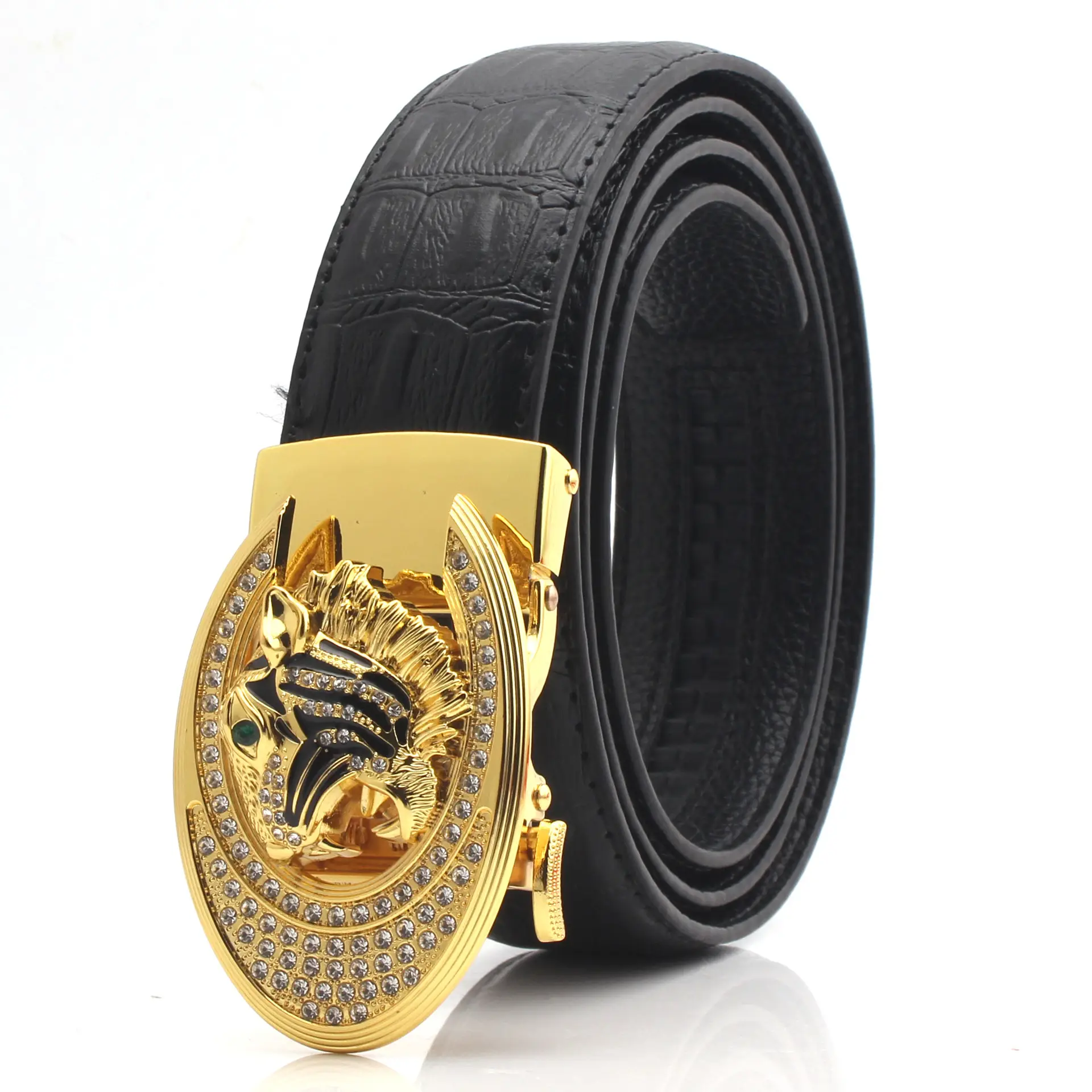 Hongsheng Automatic Belt Buckle Tiger Design Gold Silver