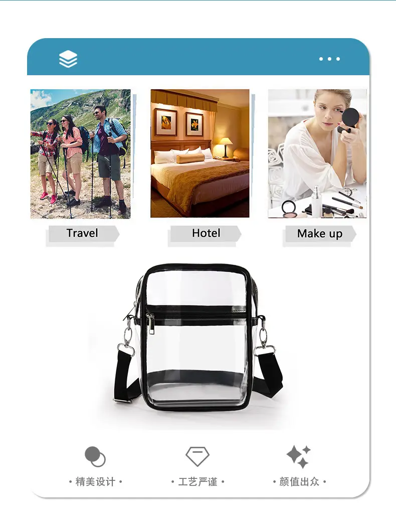 PVC Transparent Mobile Phone Messenger Bag Women's Multi-function Shoulder Bag Sports Fitness Mobile Phone Storage Bag Adjustable — feature 14