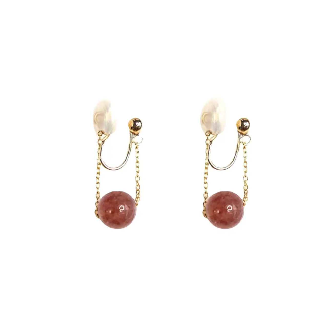 Natural Red Crystal Strawberry Crystal Ear Clip All-match Elegant Lady Earrings Women