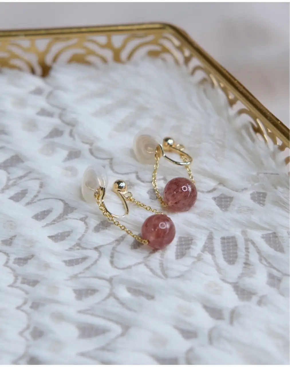Natural Red Crystal Strawberry Crystal Ear Clip All-match Elegant Lady Earrings Women — feature 22