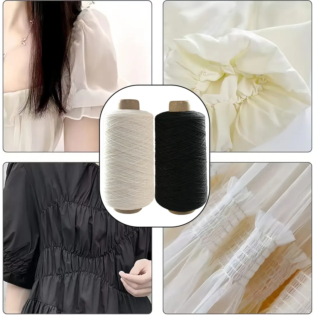 420D Spandex Elastic Thread, Fine Elastic Gathering Thread, 0.3mm High-Elastic Core-Spun Thread, Elastic Core-Spun Thread for Sewing Machine