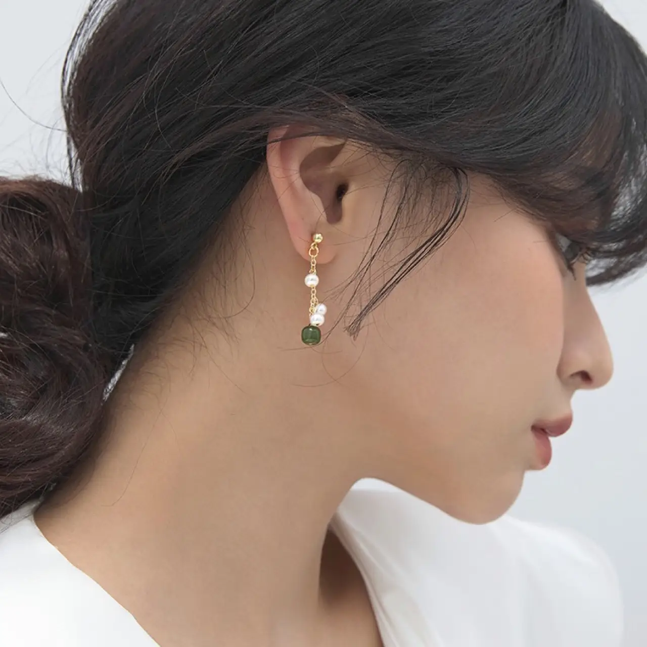 S925 Silver Pin Earrings with Natural Stone Tassel Women - Image 3