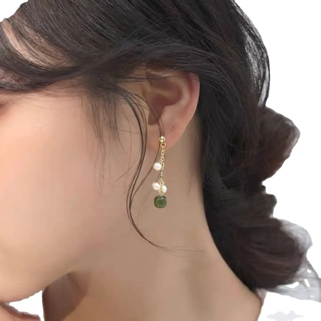 S925 Silver Pin Earrings with Natural Stone Tassel Women - Image 6
