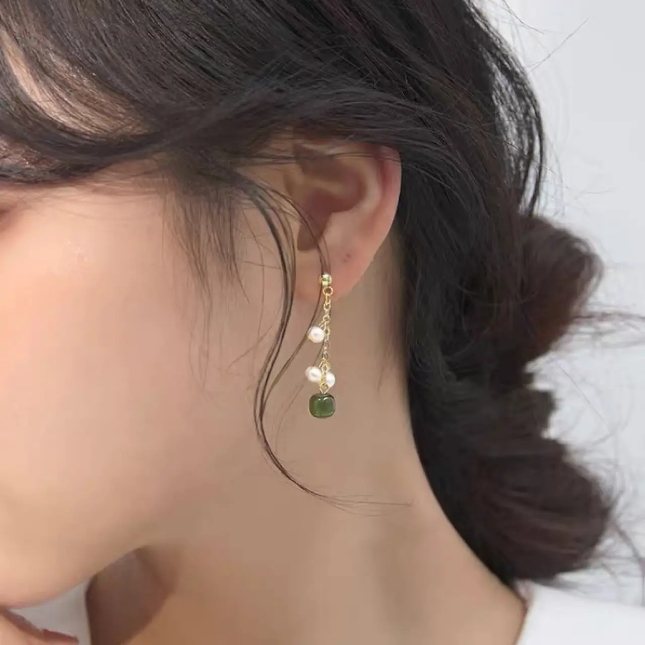 S925 Silver Pin Earrings with Natural Stone Tassel Women — feature 37