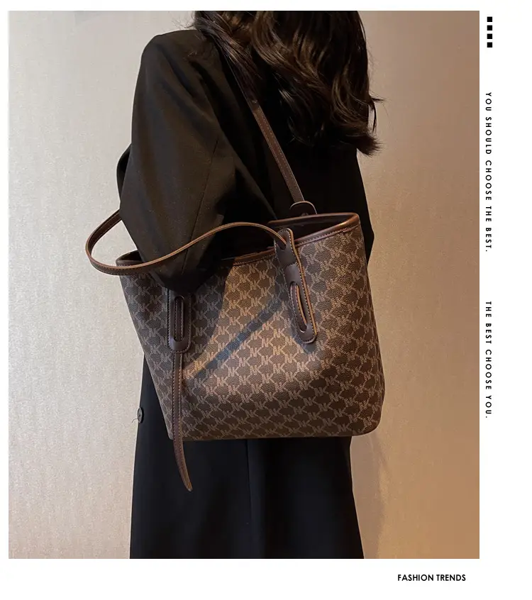 Large Capacity Women's Brown Monogram Tote Bag — feature 10