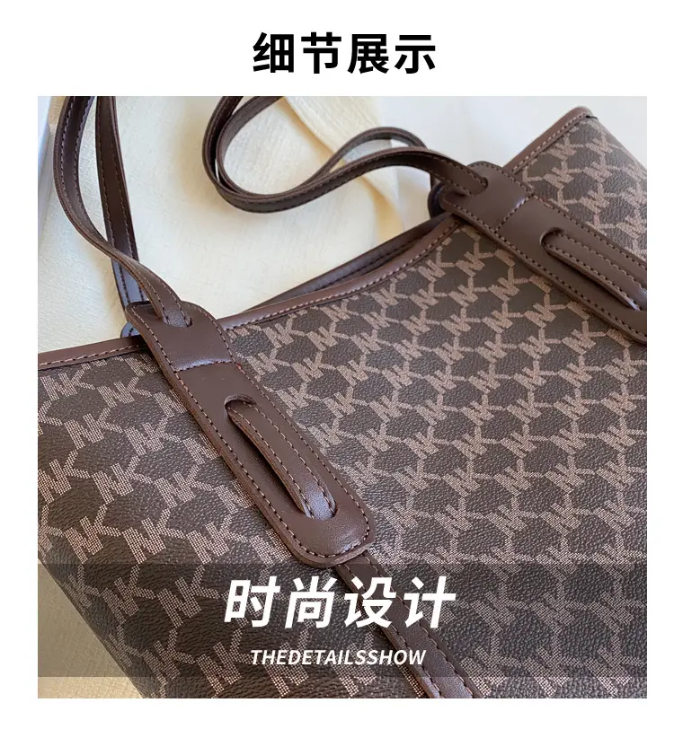 Large Capacity Women's Brown Monogram Tote Bag — feature 12