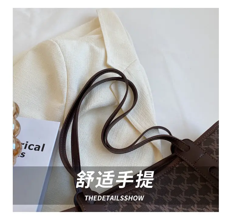 Large Capacity Women's Brown Monogram Tote Bag — feature 14