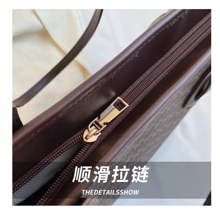 Large Capacity Women's Brown Monogram Tote Bag — feature 15