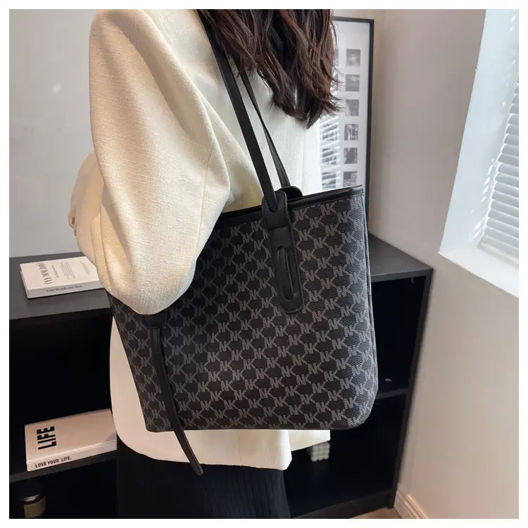 Large Capacity Women's Brown Monogram Tote Bag — feature 20