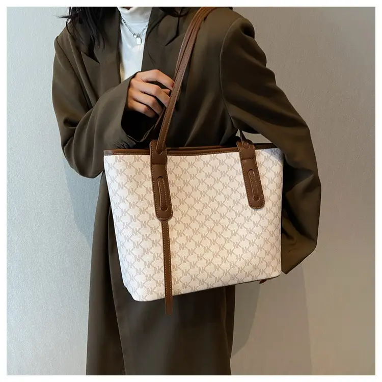 Large Capacity Women's Brown Monogram Tote Bag — feature 28
