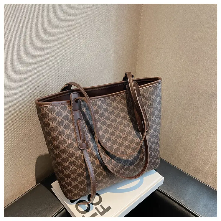 Large Capacity Women's Brown Monogram Tote Bag — feature 29