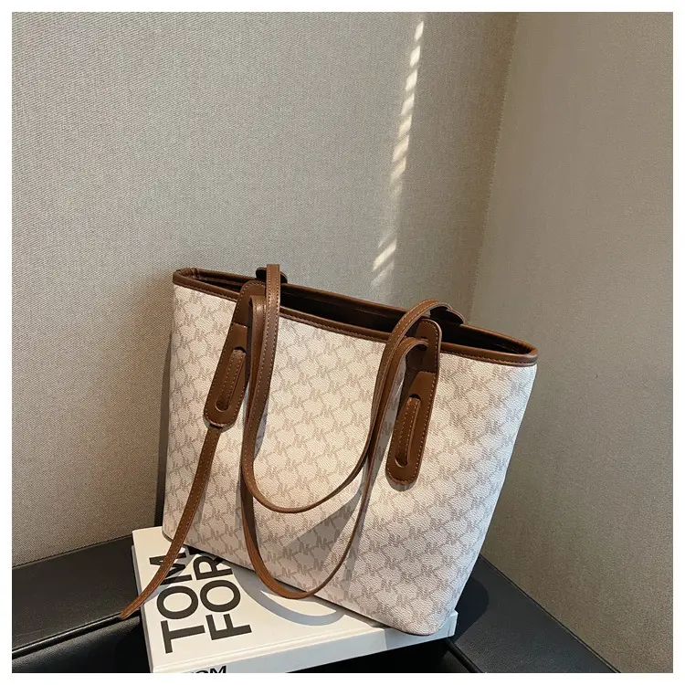 Large Capacity Women's Brown Monogram Tote Bag — feature 35