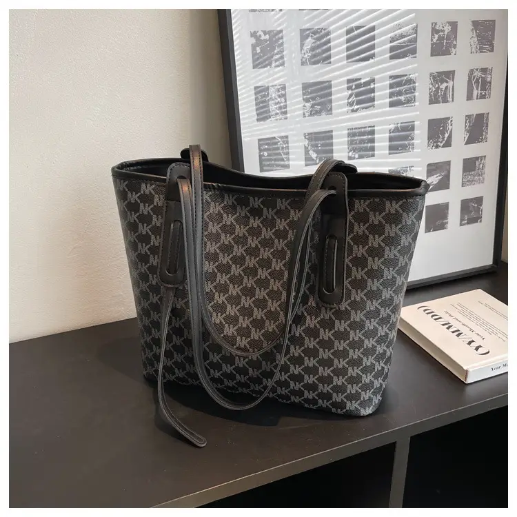 Large Capacity Women's Brown Monogram Tote Bag — feature 38
