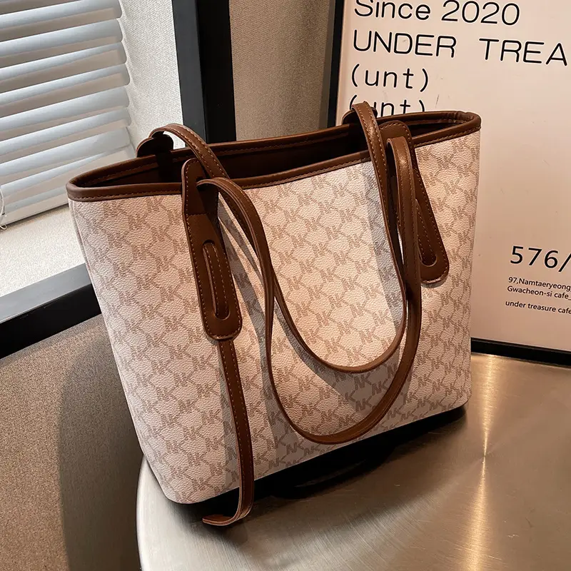 Large Capacity Women's Brown Monogram Tote Bag - Image 2