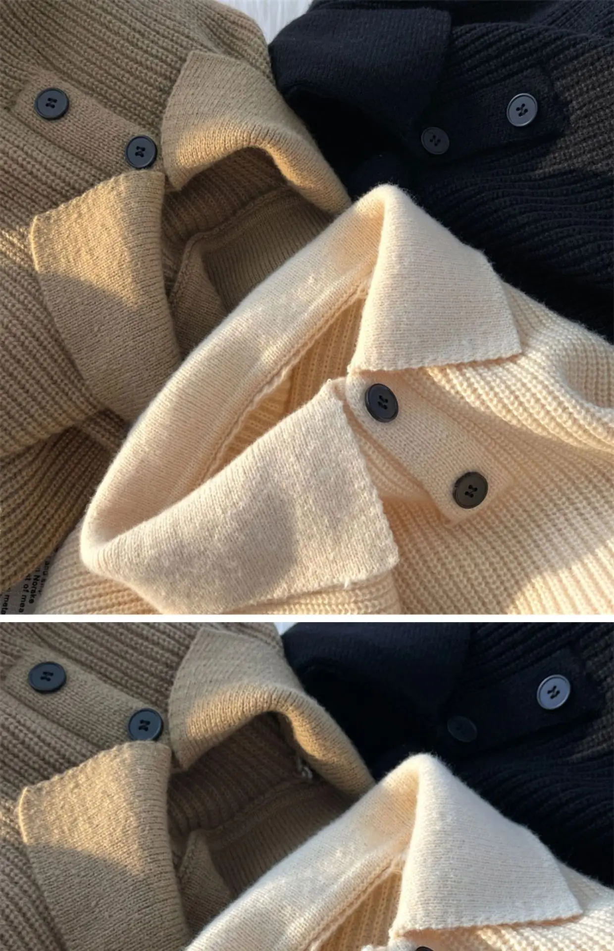 Japanese Retro Polo Collar Sweater Men's Solid Color Oversize 2022 — feature 19