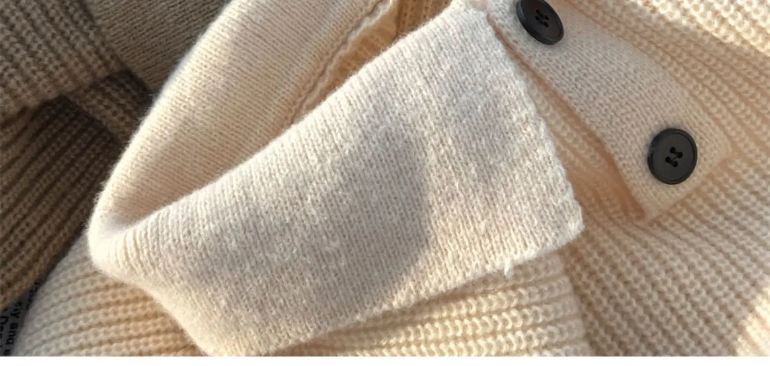 Japanese Retro Polo Collar Sweater Men's Solid Color Oversize 2022 — feature 20