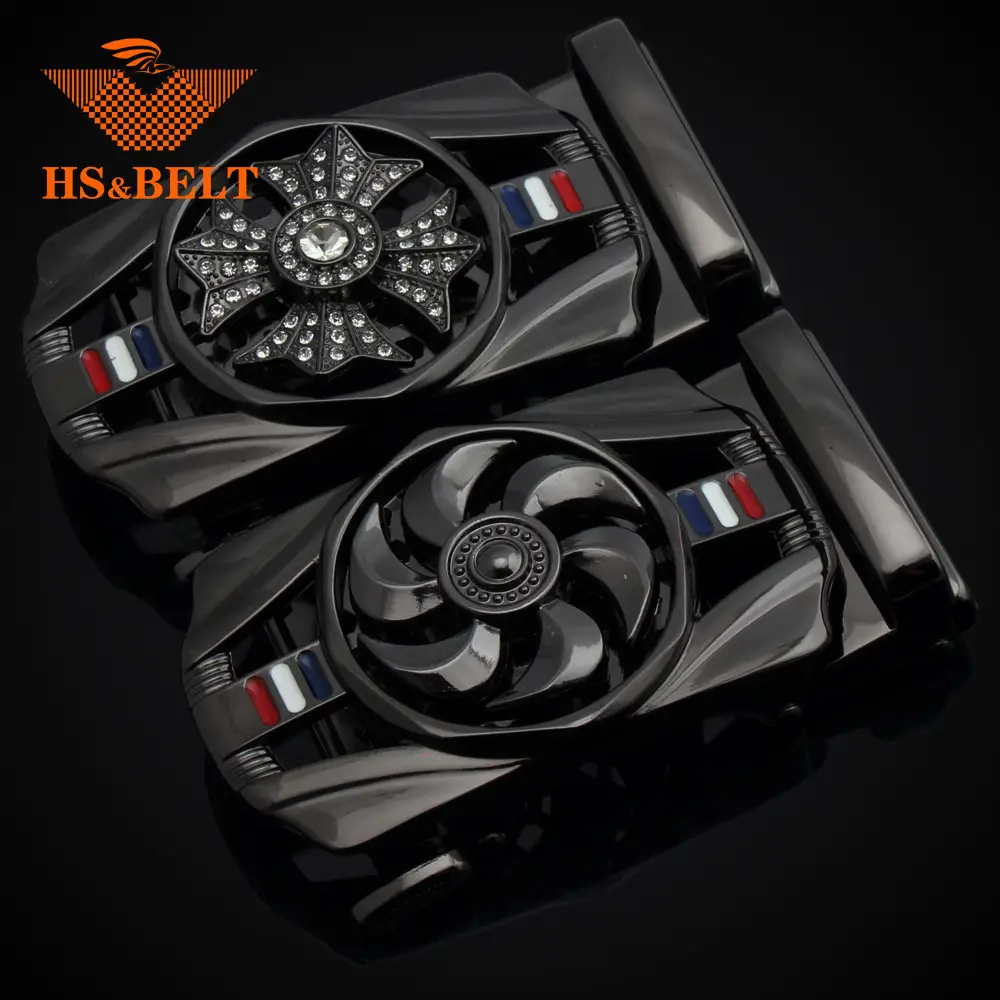 Men's Sport Car Belt Buckle with Four Leaf Clover Design Gold - Image 9