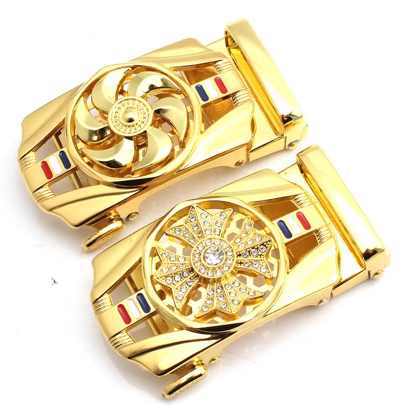 Men's Sport Car Belt Buckle with Four Leaf Clover Design Gold - Image 10