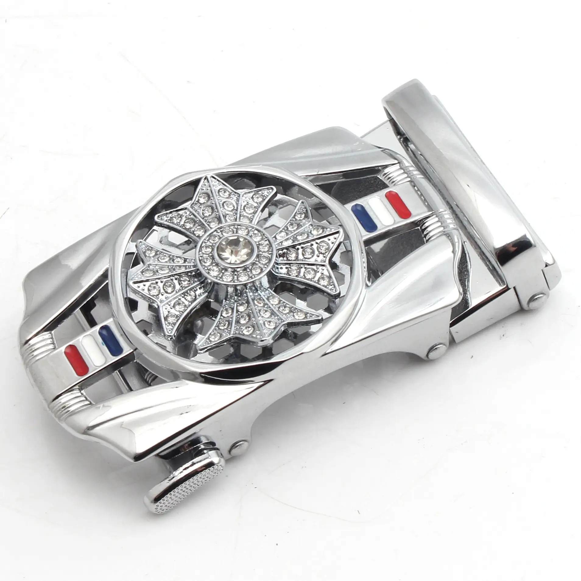 Men's Sport Car Belt Buckle with Four Leaf Clover Design Gold - Image 2