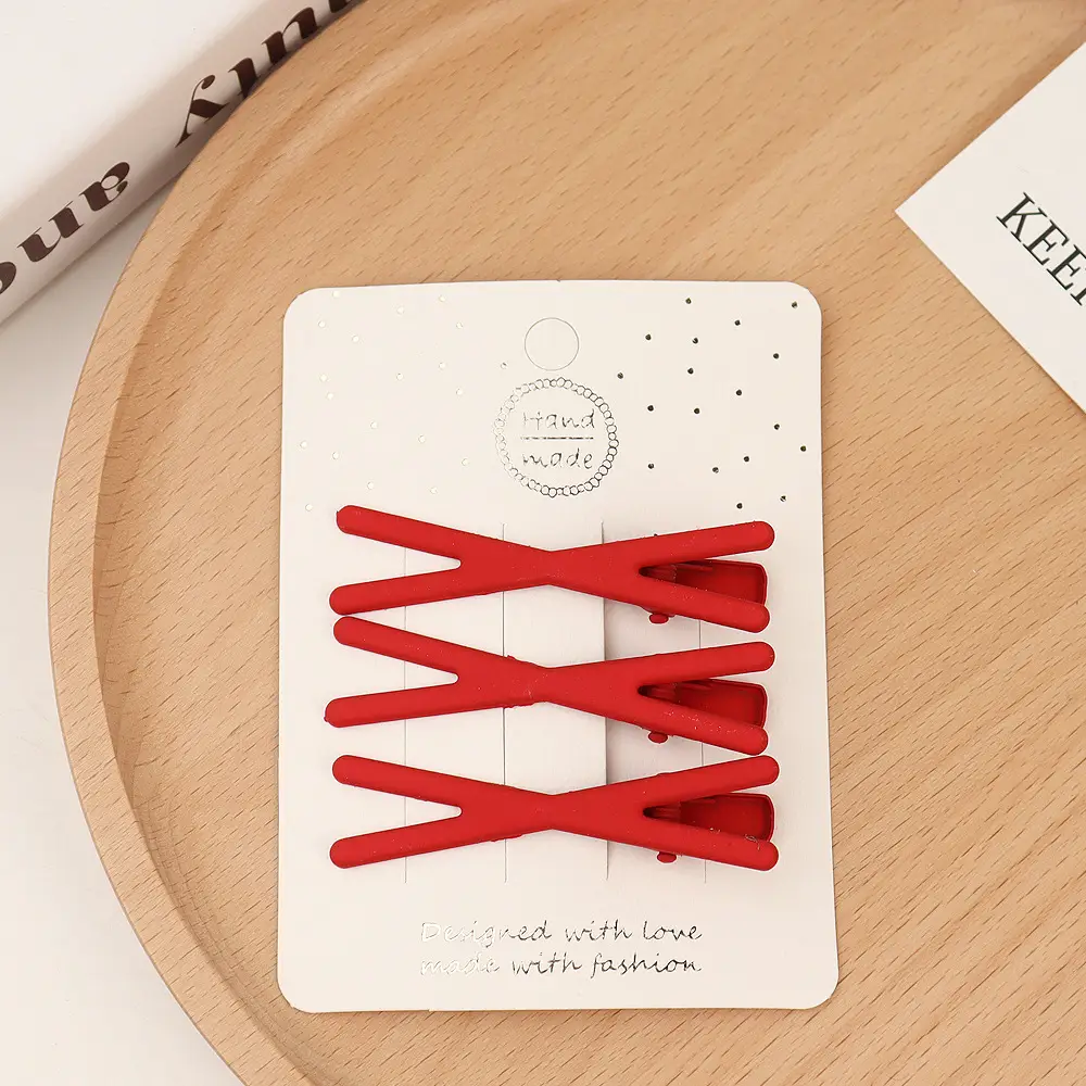 Red Cross-Border Hair Clips for Girls - Image 3