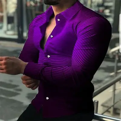 3D Printed Lapel Shirt Blue Black Large Men - Image 10