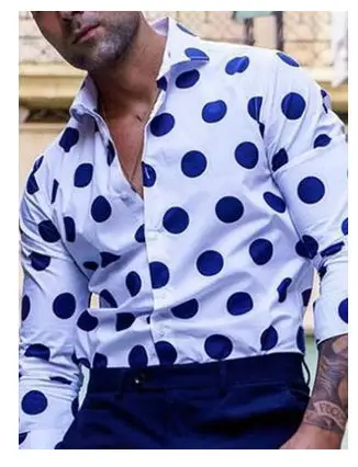 3D Printed Lapel Shirt Blue Black Large Men - Image 26
