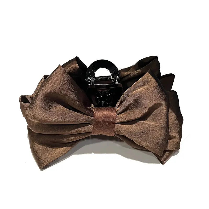 Black Satin Bow Hairpin for Women Winter