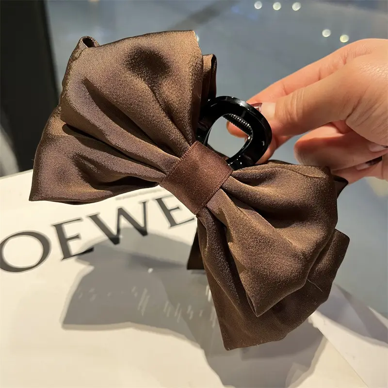 Black Satin Bow Hairpin for Women Winter — feature 2