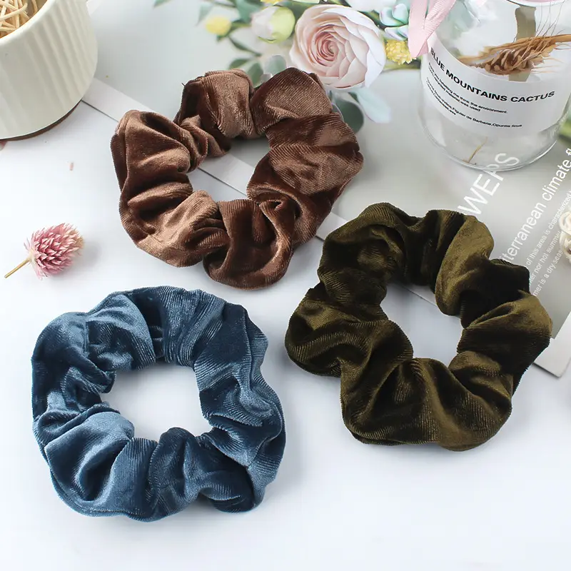 Blue Flannel Hair Ring for Women Korean Style - Image 9