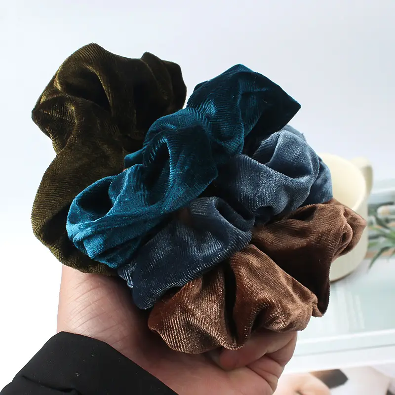 Blue Flannel Hair Ring for Women Korean Style - Image 10