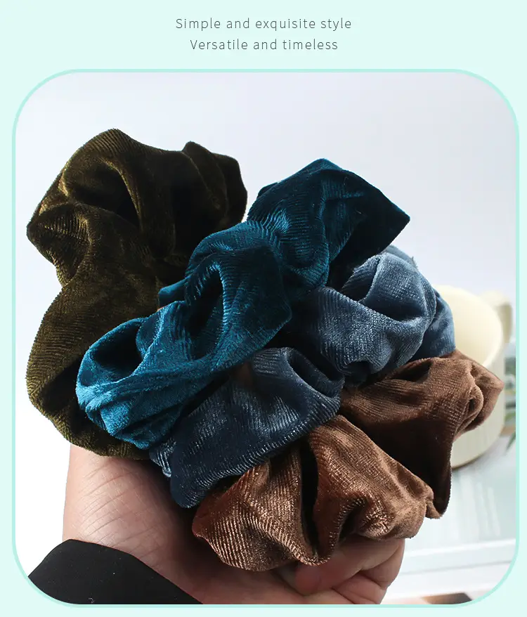 Blue Flannel Hair Ring for Women Korean Style — feature 10