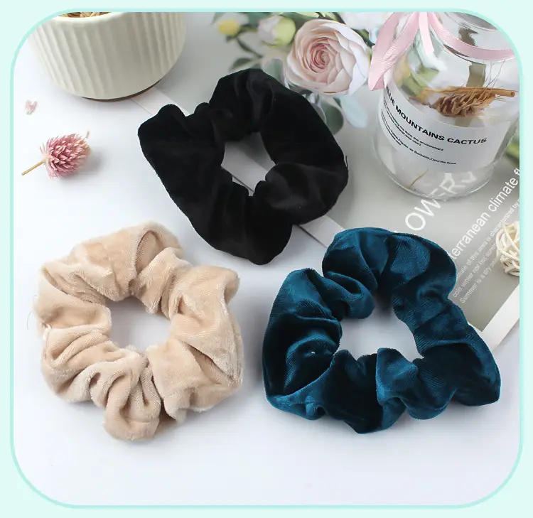 Blue Flannel Hair Ring for Women Korean Style — feature 5