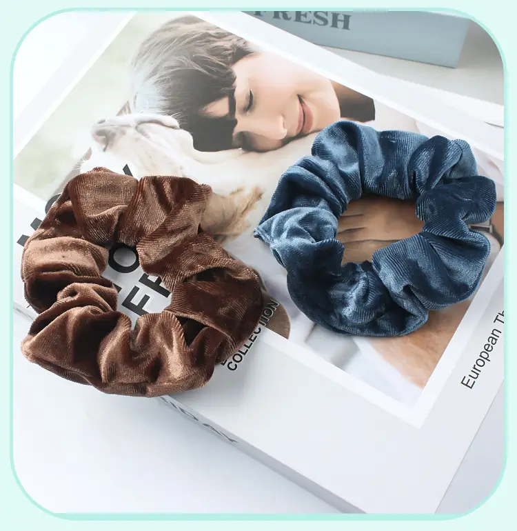 Blue Flannel Hair Ring for Women Korean Style — feature 6