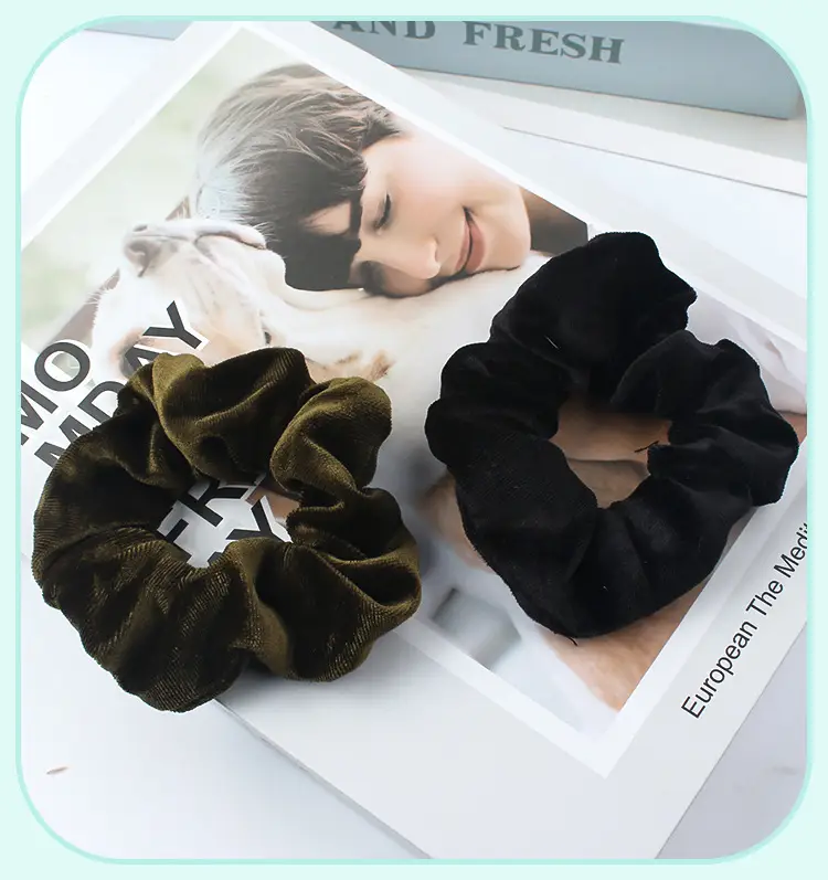 Blue Flannel Hair Ring for Women Korean Style — feature 7
