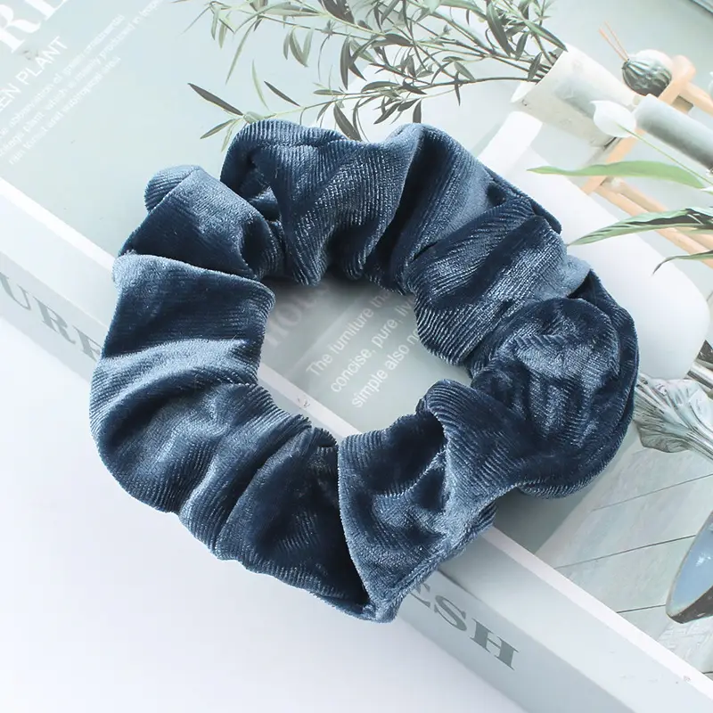 Blue Flannel Hair Ring for Women Korean Style - Image 2