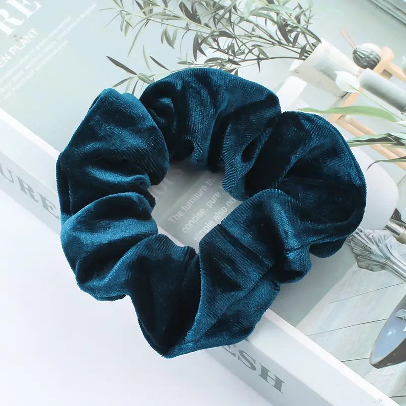 Blue Flannel Hair Ring for Women Korean Style - Image 3