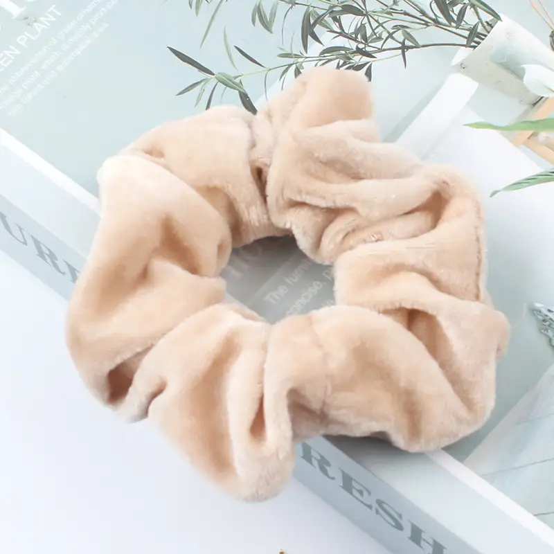 Blue Flannel Hair Ring for Women Korean Style - Image 4